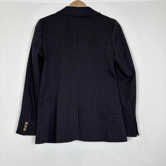 LOFT Sz: 2 Navy Blue Pinstripe Soft Stretch Relaxed Academic Professional Blazer - Picture 5 of 7